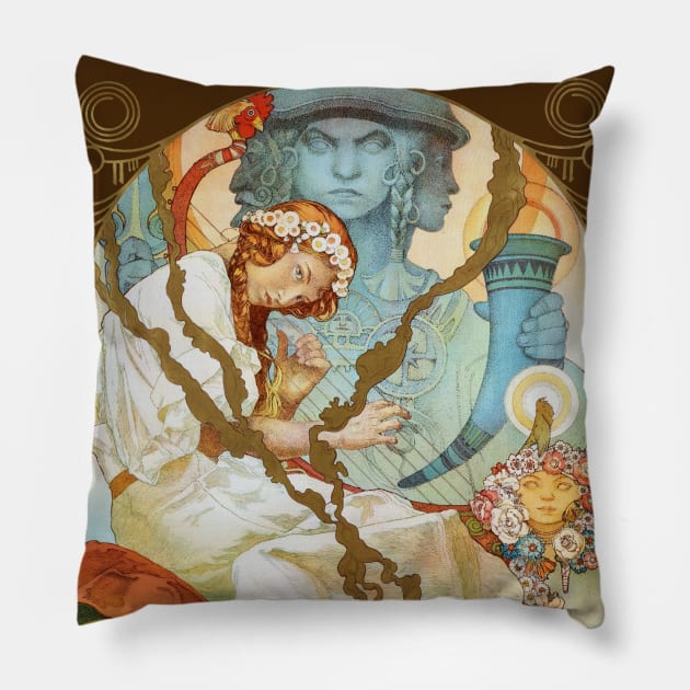 Mucha lithograph from Slav Epic series Pillow by UndiscoveredWonders