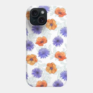 Poppy and Aster Flowers Phone Case