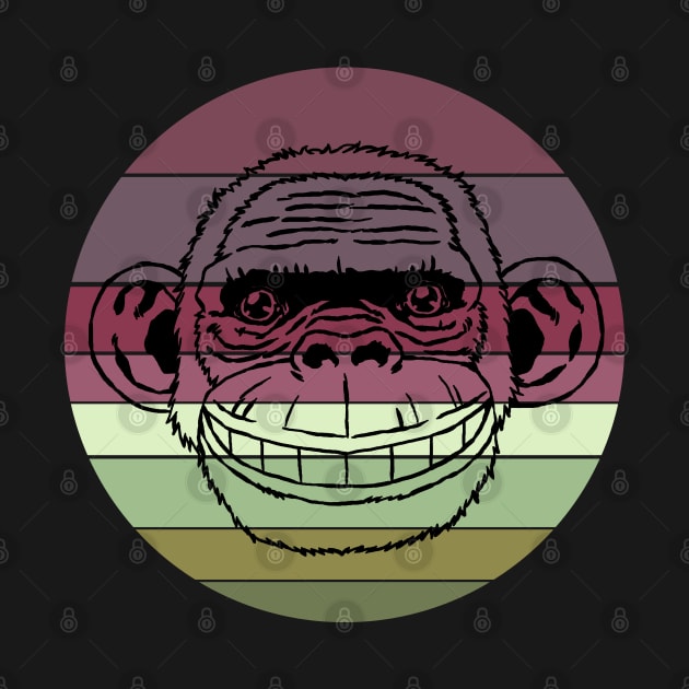 Avocado Retro Sunset Chimp Face by ebayson74@gmail.com