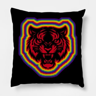 LGBTQ+ rainbow Angry Tiger silhouette Pillow