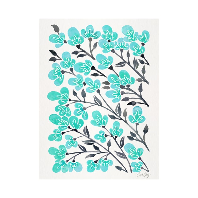 turquoise cherry blossoms by CatCoq