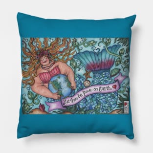 Peace On Earth Mermaid Wall Art & Tapestries Pillow