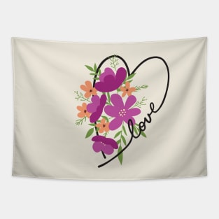 Floral Heart Love Letters for Flower Lovers Tapestry