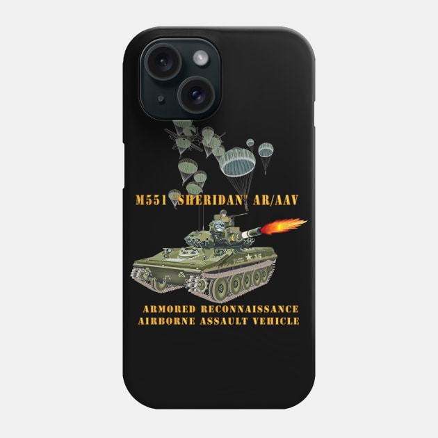 M551 Sheridan - Firing - ARV-AAV w Paratroopers Phone Case by twix123844