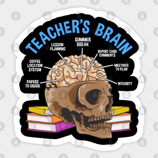 Teacher's Brain Anatomy because Teachers love brains Funny Humor Gift - Teachers Brain Anatomy Halloween - Sticker | TeePublic Teacher's Brain Anatomy because Teachers love brains Funny Humor Gift - Teachers Brain Anatomy Halloween - Sticker | TeePublic