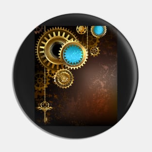 Gears on Rusty Background ( Steampunk ) Pin