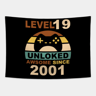 Level 19 Unlocked T-Shirt 19th Video Gamer Birthday Gift Tapestry