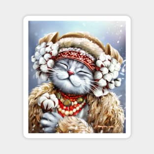 Cute winter cat Magnet