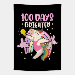 100 Days Brighter unicorn 100 Days Smarter of School Tapestry