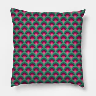 Pink and Green Scale Seamless Pattern 1970s Inspired Pillow