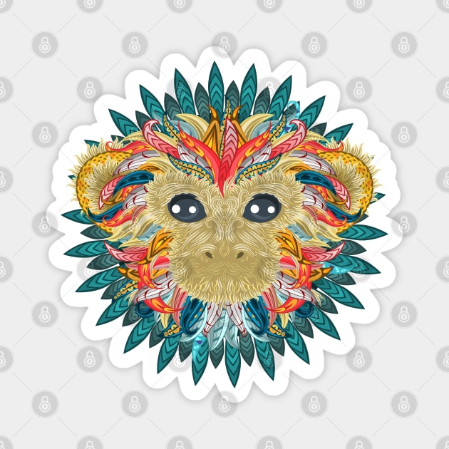 Monkey head illustration Magnet by Mako Design 