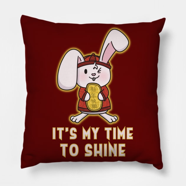 Chinese New Year 2023 - Year of the Rabbit Zodiac 2023 Pillow by Art by Biyan