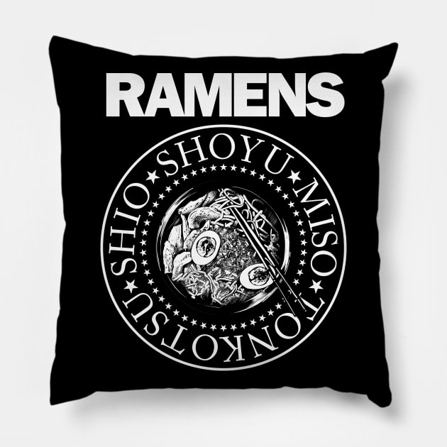 Ramens Funny Retro Pop Punk Rock Ramen Food Vintage Pillow by vonHeilige