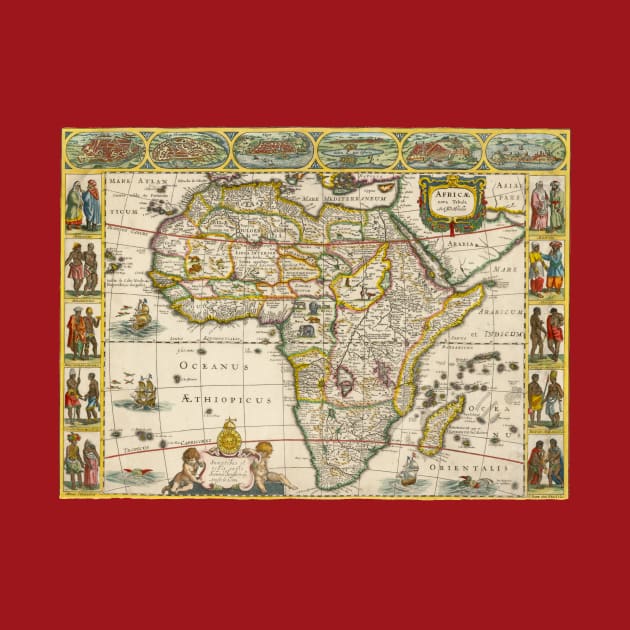 Antique Map of Africa by Hondius and Jansson, 1635 by MasterpieceCafe