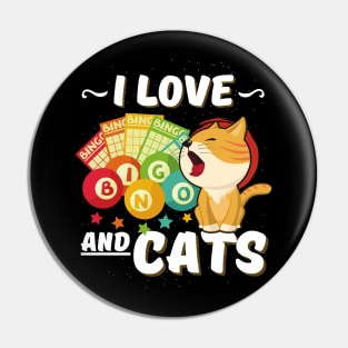 Gambling Cat Lover I Love Bingo And Cats Bingo Player Bingo Game Pin