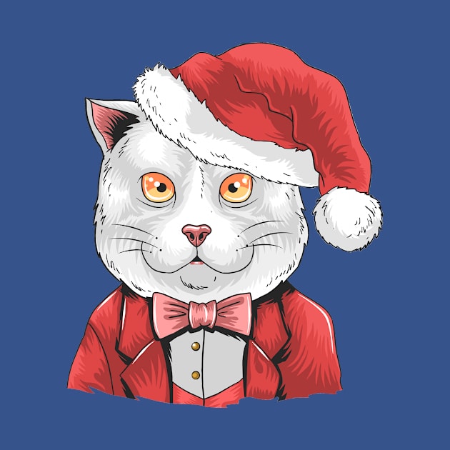 Cat Santa Hat Christmas by CoApparel
