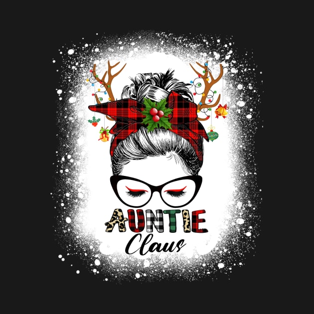 Reindeer Messy Bun Auntie Claus Christmas Bleached by Magazine