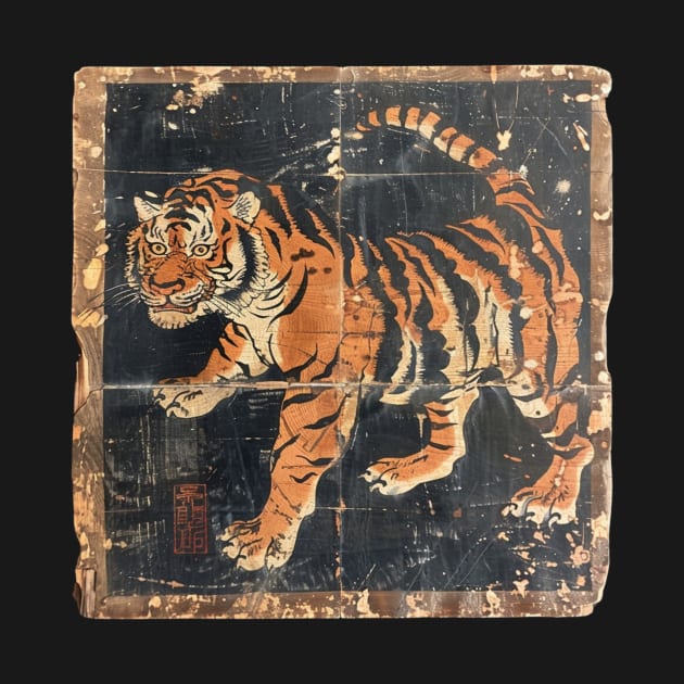 TIGER VINTAGE WOODBLOCK PRINT by SHAKIR GAUTAMA 