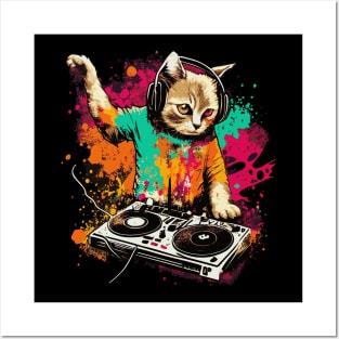 Tee Hunt Dj Kitty Youth T-Shirt Rainbow Cat Funny Animal Lovers