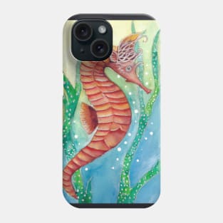 orange seahorse Phone Case