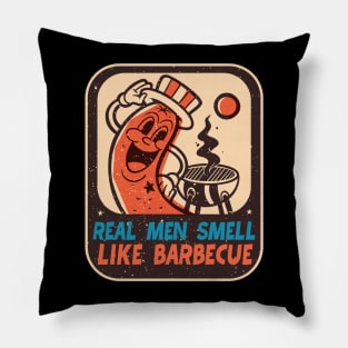 Retro BBQ Grilling Real Men Smell Like Barbecue Pillow