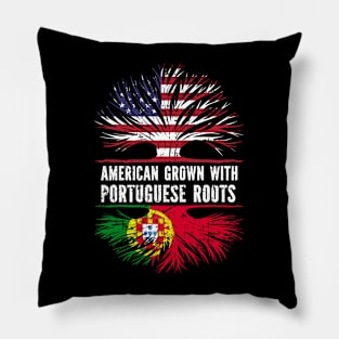 American Grown with Portuguese Roots USA Flag Pillow