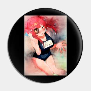 Houshou Marine Anime Watercolor Pin