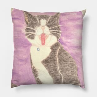 Cat black and white Pillow