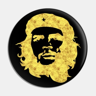 Che Guevara Portrait THE REBEL Abstract Tattoo Black and Gold style Pin