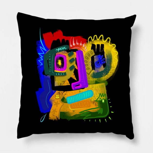 BIRDS ON THE HEAD Pillow by Angel Rivas