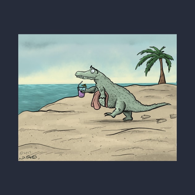 Gator at the Beach by cartoonistnate