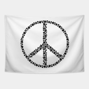 Floral Peace Sign - Black Tapestry