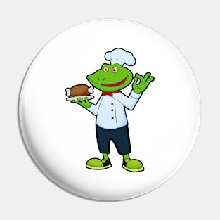 Frog as Cook with Serving plate & Chicken Pin