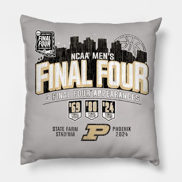 Purdue Boilermakers Final Four 2024 Basketball Vintage Pillow by YASSIN DESIGNER