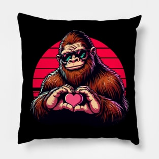 Bigfoot Sasquatch Lover Vintage Valentine's Day Romantic Pillow