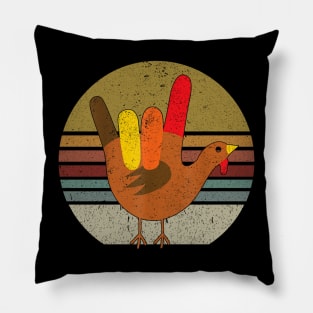 Peace Sign Turkey Hand Cool Thanksgiving Hippie Men Women Pillow