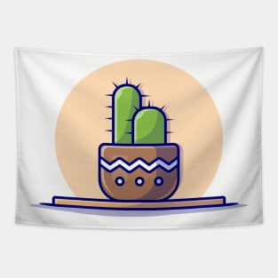 Cactus Plant Cartoon Vector Icon Illustration Tapestry