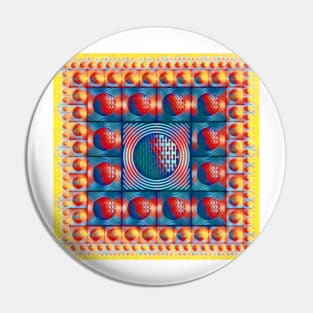 magic carpet style design blue yellow and red squared circle design Pin