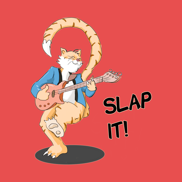 Slap bass musician cat by slapbasscat