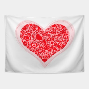 Valentites heart of romatic objects Red Tapestry