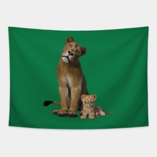 Mother lioness and cub Tapestry