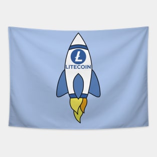 Litecoin To The Moon Rocket Tapestry