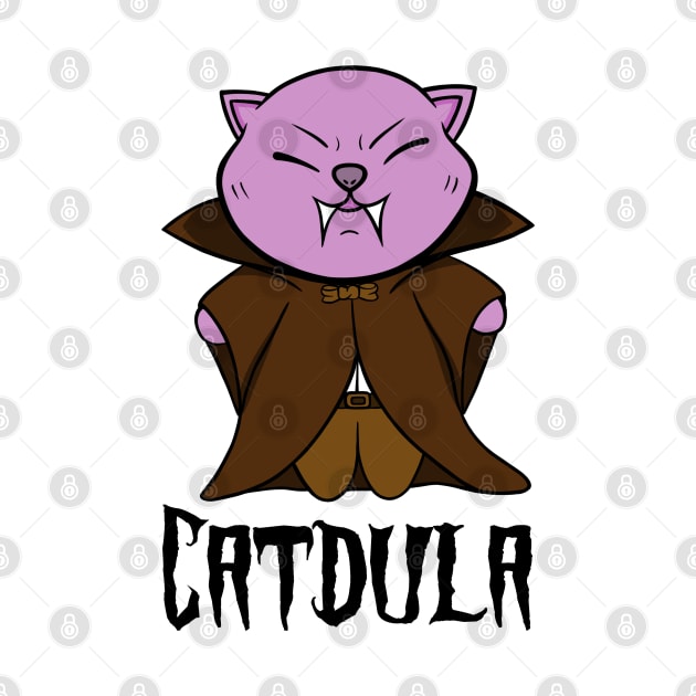 Catdula, cute Halloween Dracula cat - Pink version. by Funky Chik’n