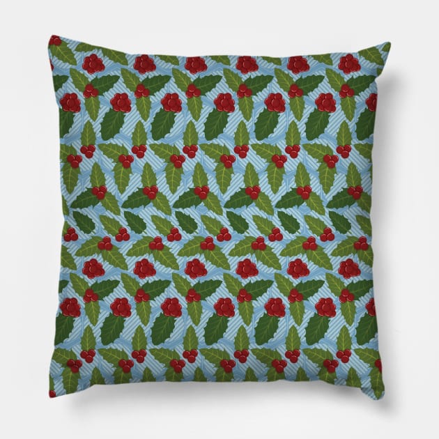 Holly Berry Pattern Pillow by zarya_kiqo