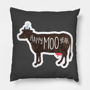 Happy Moo Year - New Year's funny, joke, pun, gift Pillow