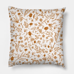 Botanical-Pattern, set, Orange, 3, botanic, nature, botanical, floral, flowers, floral-pattern, leaves, plants, minimalist, garden, jungle, leaf, exotic, tropical, flower, boho, cacti, succulent, digital, graphic-design, pattern, Pillow