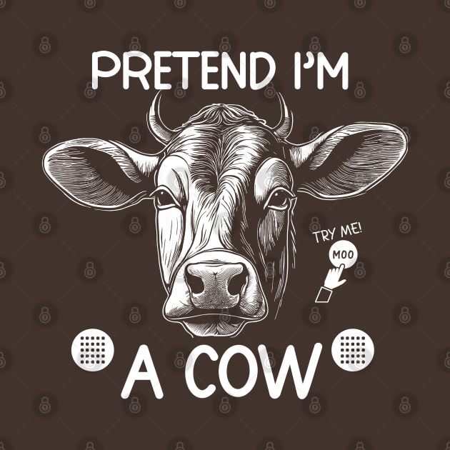 Funny Pretend I'm a Cow with MOO Button Cow Halloween Costume Party shirt. by TeeCreations