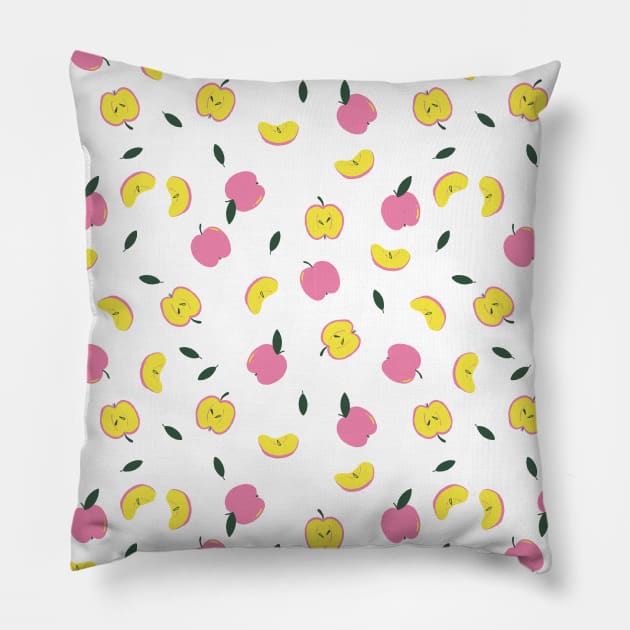 Pink Apple Pattern Pillow by GiuliaM