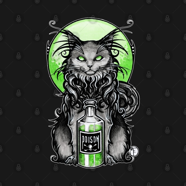 Black Cat With Poison Bottle by Nat Ewert Art