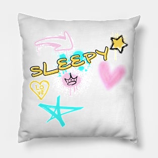 Sleepy with Graffiti Art Pillow